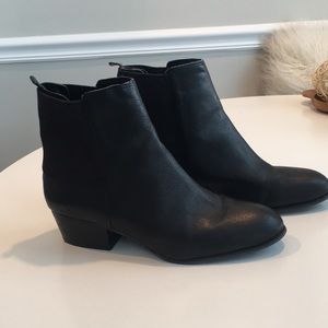 Black leather booties
